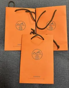 HERMES オレンジ ショップ袋 3枚セット