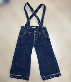 e.a.Bサスペンダー付きデニムパンツ キッズ 110cm ドット柄