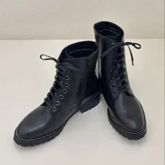 卑弥呼 HIMIKO 本革 レースアップブーツ 黒 22.5cm 未使用