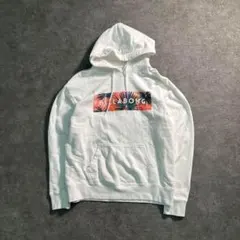 6AS2【BILLABONG】フロントロゴプリント　パーカー　白　古着のサムネイル