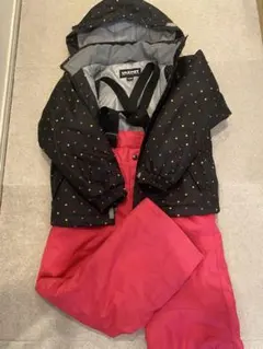 VAXPOT 子ども用スキーウェア 黒/ピンク　ドット柄