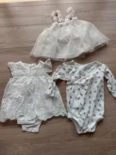 プティマイン　ホワイトドレスとロンパースセット