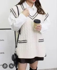 【希少⭐︎美品】INGNI アイボリー ステッチケーブルニット／ベスト