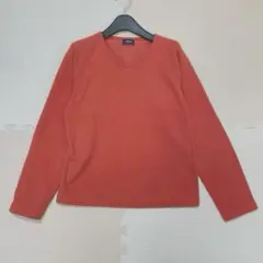 90s OLDUNIQLO ユニクロ フリース Vネック オレンジ Ｌサイズ