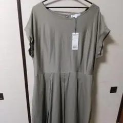 KUMIKYOKU 半袖カットソーワンピース サイズ7 カーキ