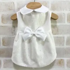 犬服　ハンドメイド　花柄白ワンピ