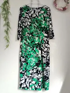 Otto Collection オットー ボタニカル柄 ジャージーワンピース M