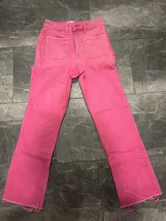 ZARA ピンク ストレートデニムパンツ