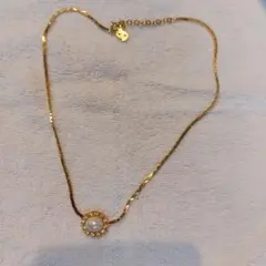 Christian Diorヴィンテージラインストーン ゴールドパールネックレス