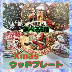 Xmas ウッドプレート 木製 リース 2D サンタ クリスマス No.747