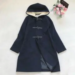 美品 イーハイフンワールドギャラリー ダッフルコート フードボア 紺 Sアウター