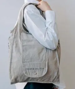 ディーンアンドデルーカ 天然染めショッピングバッグ葡萄　ベージュ