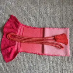 赤　フリル付き帯揚げ・帯締め2点セット