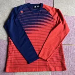 DESEINTGOLF 赤と紺のストライプ長袖セーター Lサイズ　ゴルフ　美品