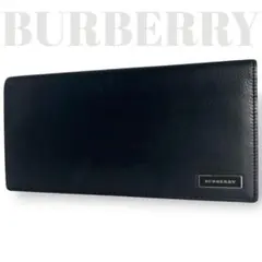 未使用級✨バーバリー　二つ折り　長財布　ノバチェック　レザー　ロゴプレート　黒