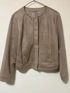 ノーカラースエードジャケット ピンクベージュ