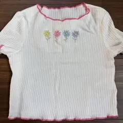 ♡SHEIN♡花刺繍リブ編み半袖Tシャツ　next ZARA GAP H&M