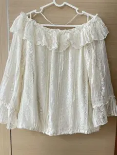 レース オフショル 2Wayトップス