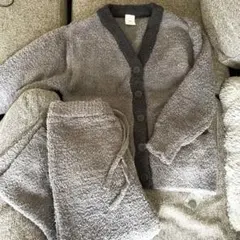 グレー フリース風 カーディガンとパンツセット