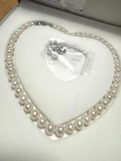 新品未使用 淡水 真珠 真円に近い 美しい パール ネックレス イヤリング