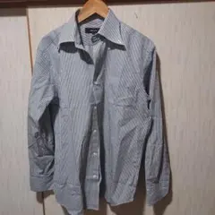 COMME CA ISM　ストライプ 長袖シャツ グレーと白