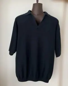 UNITED ARROWS 半袖ニットポロ L 大きめ LL～3L相当 ネイビーのサムネイル