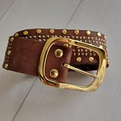 MOUSSY　スタッズレザーベルト　ブラウン　平成レトロ　マウジー　Y2K