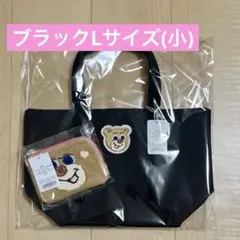 オールドテディワッペントートバッグ　ブラック　小　ドアップテディガールL字ポーチ