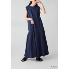 アンティカ　ノースリーブ ネイビー カットソーワンピース　ネイビー