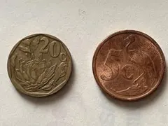 南アフリカ共和国　20セント、5セント硬貨　外国コイン