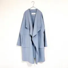 ZARA／ウール混／ドレープコート／ブルー系／XS／オーバーサイズ