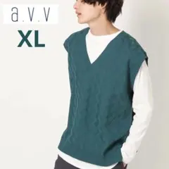 a.v.v メンズ Vネック地柄ニットベスト