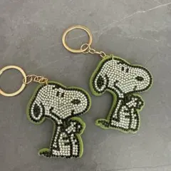 スヌーピー　キラキラキーホルダー　ラインストーン　2個