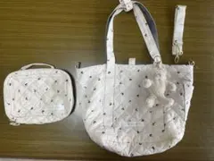 ジェラートピケ　マザーズバッグ　チェリー　オムツポーチ　くまキーホルダー付き