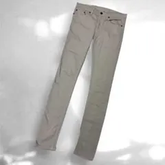 プリーツプリーズ　ストレートデニムパンツ　スリムフィットスキニー　タグ牛革（B2のサムネイル