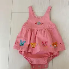 ミキハウス85cm ピンク サロペットワンピース