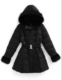 ベルト付きファーAラインダウンコート[kd79]
