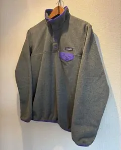 patagonia スナップT フリース M グレーxパープル パタゴニア