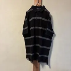 ラルフローレン　黒とグレーのストライプ 半袖ポロシャツ