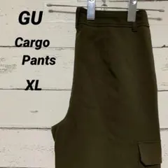 【GU】 カーゴパンツ レーヨン ストレート オリーブカラー　XL