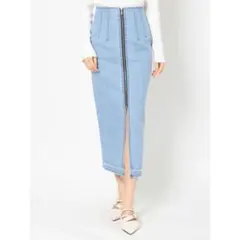 MURUA フロントZIPタイトデニムスカート ハイウエスト　ムルーア