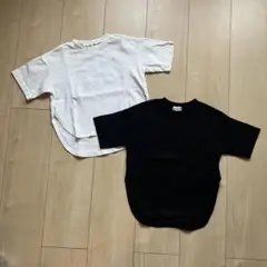 【branshes】 ラウンドヘムスリットTシャツ　白黒2枚セット　ブランシェスのサムネイル
