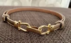 グレージュ✕ゴールド合成皮革 ビットベルト