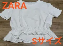 ZARA★裾ギャザー　フリル　ショート丈　半袖Ｔシャツ　Sサイズのサムネイル