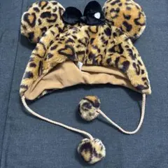 ヒョウ柄ミッキー耳帽子