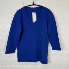 UNIQLO Vネックニット 7分袖 ブルー 新品タグ付き 秋冬