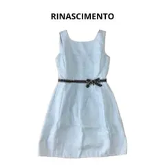 RINASCIMENTO ツイード ノースリーブ ウエストリボン ワンピース