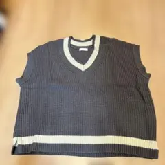 earth music&ecology グレー Vネック ニットベスト