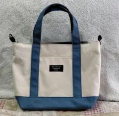 ミニトートバッグ　2WAY　ハンドメイド　ブルー
