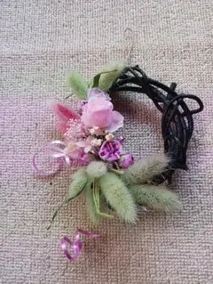 ドライフラワと、フェイクフラワーの、リース 約20cm